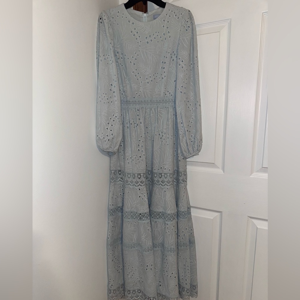 Antonio Melani x Born on Fifth Blue eyelet and lace dress